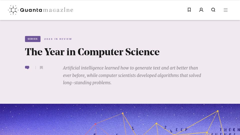 Screenshot of quantamagazine.org: The Year in Computer Science