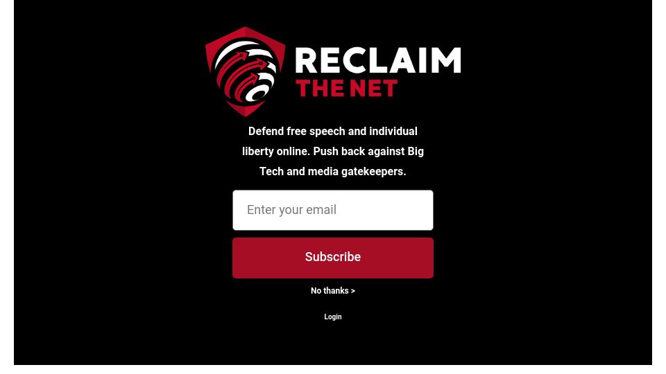 Screenshot of reclaimthenet.org: Rumble turns off access in Brazil because of government's censorship demands