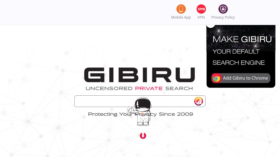 Screenshot of gibiru.com: Why Gibiru attempts to take the canvas image data of my browser?