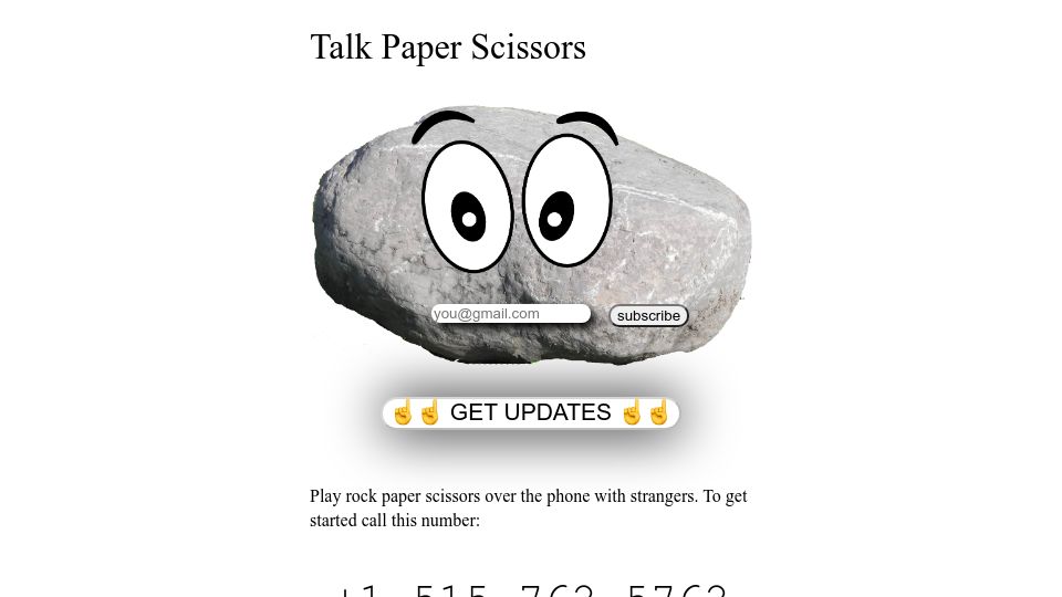 Screenshot of talkpaperscissors.com: Show HN: Talk Paper Scissors
