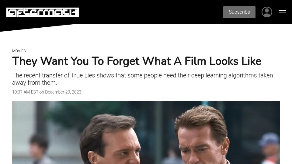 Screenshot of aftermath.site: They want you to forget what a film looks like