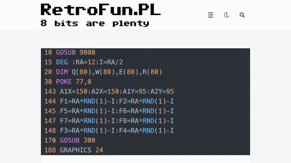 Screenshot of retrofun.pl: Was BASIC that horrible or better?