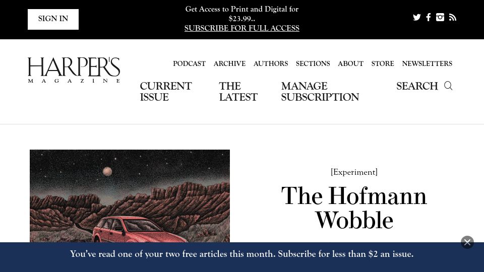 Screenshot of harpers.org: The Hofmann Wobble: Wikipedia and the problem of historical memory