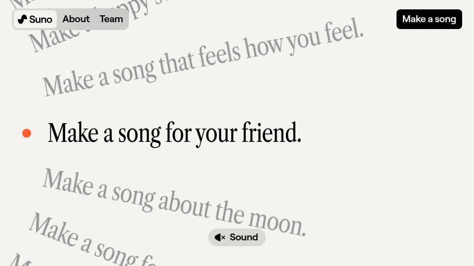Screenshot of suno.ai: Suno AI