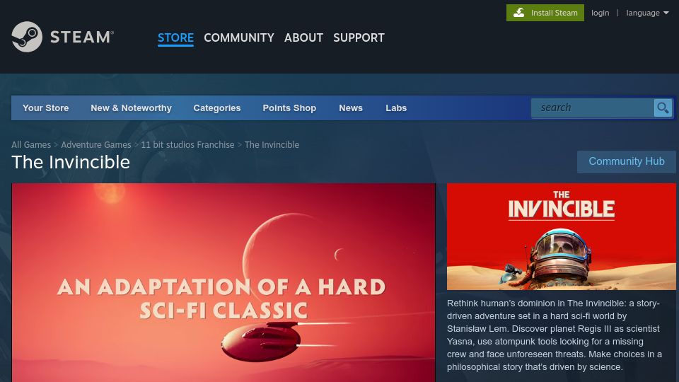 Screenshot of store.steampowered.com: Story-driven adventure set in a hard sci-fi world by Stanisław Lem