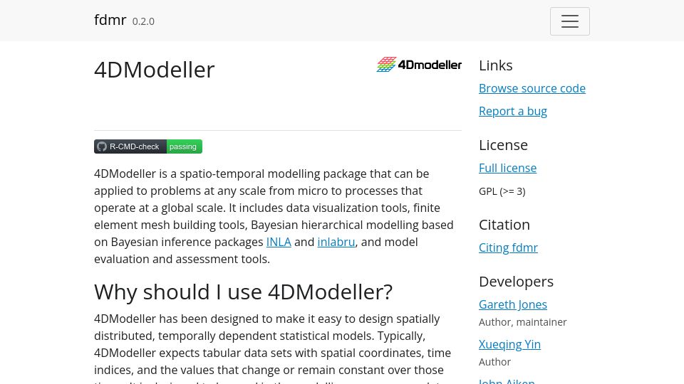 Screenshot of 4dmodeller.github.io: Show HN: 4d-Modeller – R library to make Bayesian spatiotemporal modeling easy