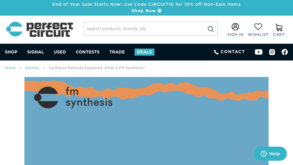 Screenshot of perfectcircuit.com: Synthesis Methods Explained: What Is FM Synthesis?