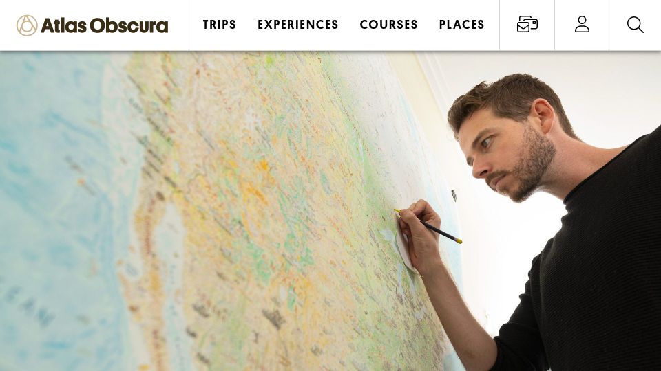 Screenshot of atlasobscura.com: A cartographer drew a freehand map of North America (2019)