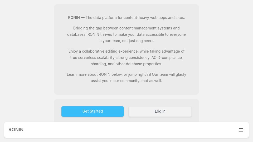 Screenshot of ronin.co: RONIN