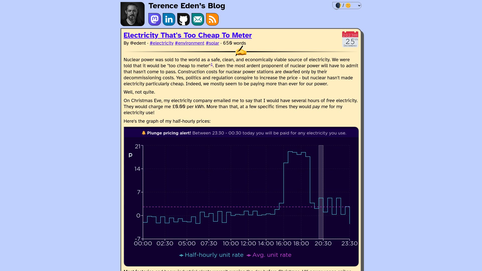 Screenshot of shkspr.mobi: Electricity That's Too Cheap to Meter