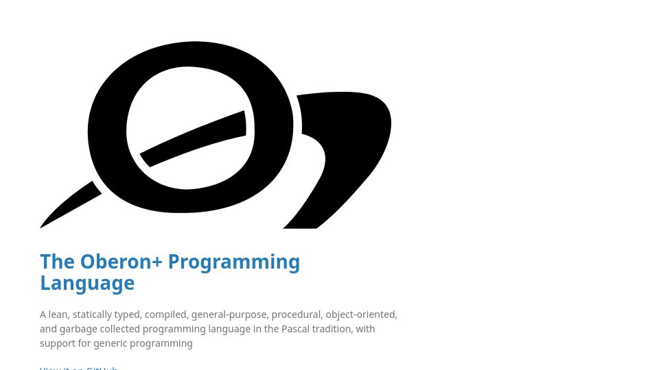 Screenshot of oberon-lang.github.io: Towards Oberon+ Concurrency