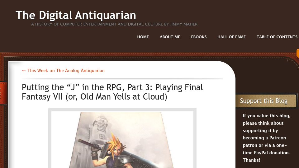 Screenshot of filfre.net: Putting the "J" in the RPG, Part 3: Playing Final Fantasy VII