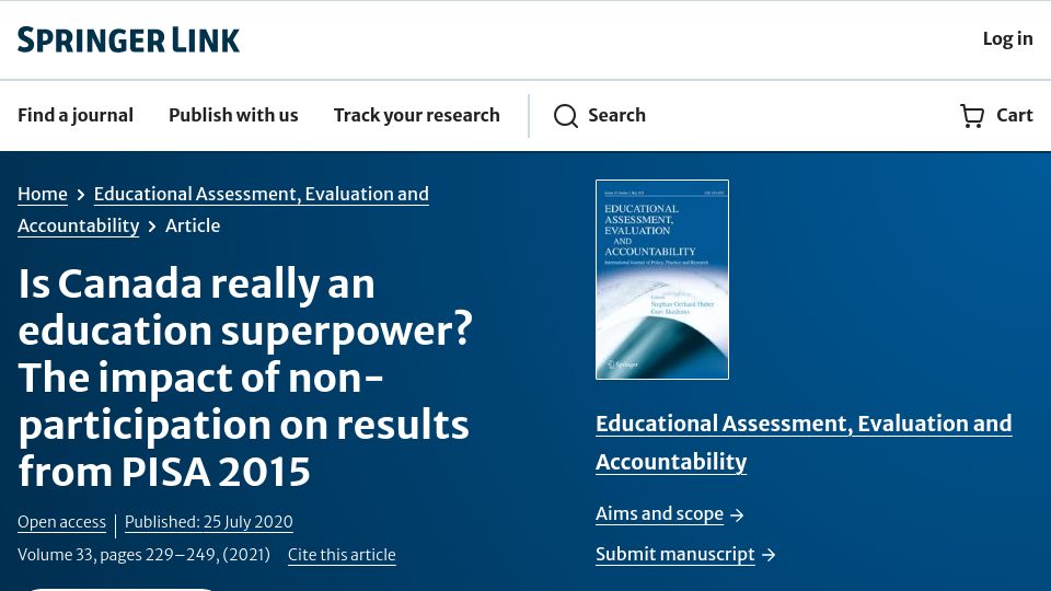 Screenshot of link.springer.com: The impact of non-participation on results from PISA 2015