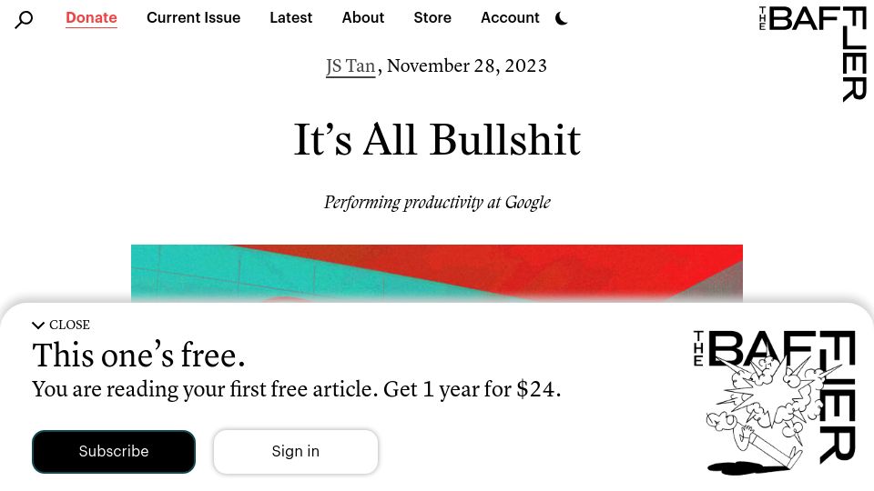 Screenshot of thebaffler.com: It's All Bullshit