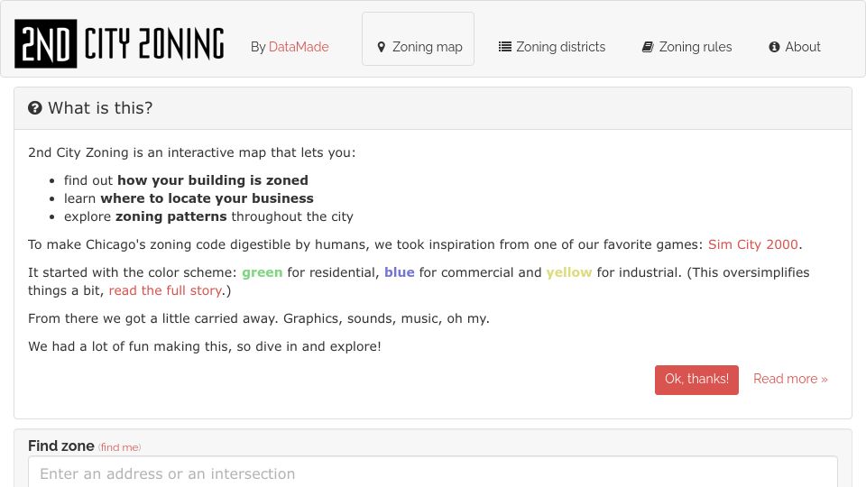 Screenshot of secondcityzoning.org: 2nd City Zoning