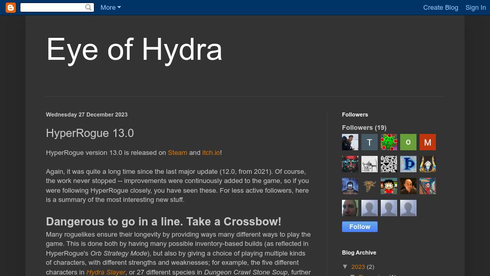 Screenshot of zenorogue.blogspot.com: HyperRogue, a open-source non-Euclidean roguelike: new weapons