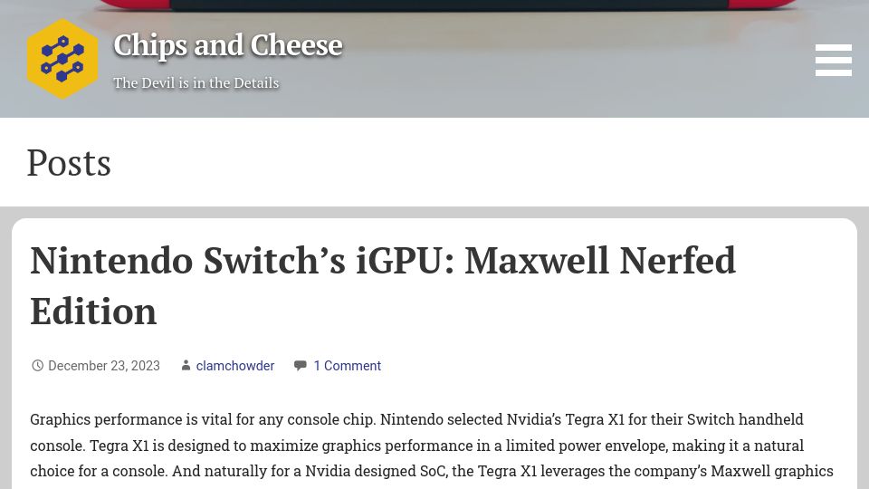 Screenshot of chipsandcheese.com: Nintendo Switch's iGPU: Maxwell Nerfed Edition