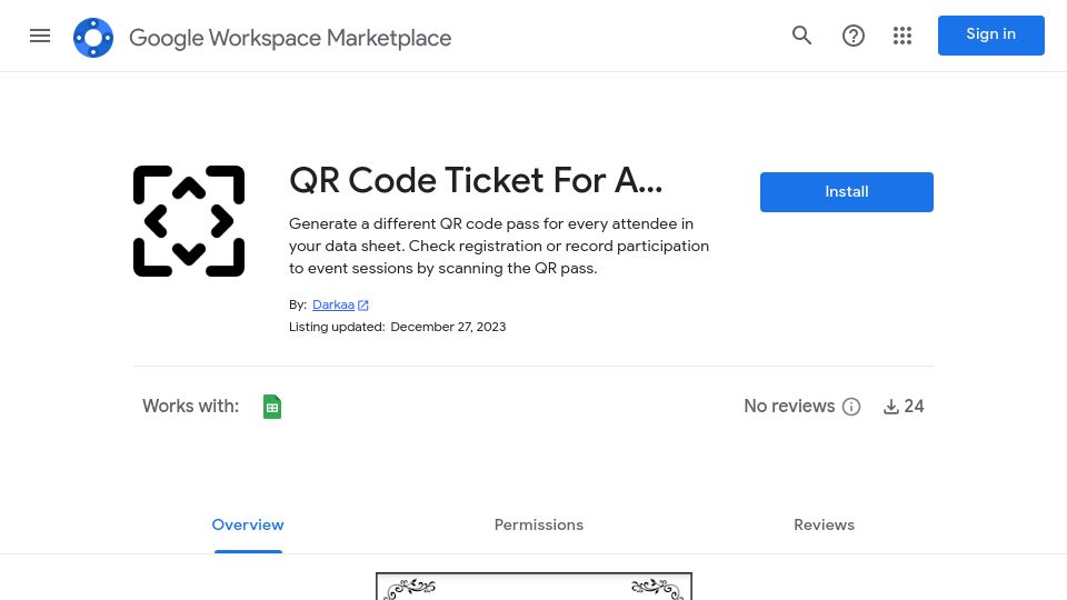 Screenshot of workspace.google.com: Show HN: Scan QR codes to check-in guests registered via Google Forms™