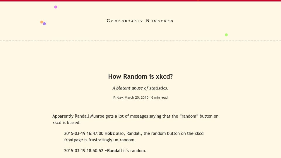 Screenshot of hardmath123.github.io: How random is xkcd? (2015)