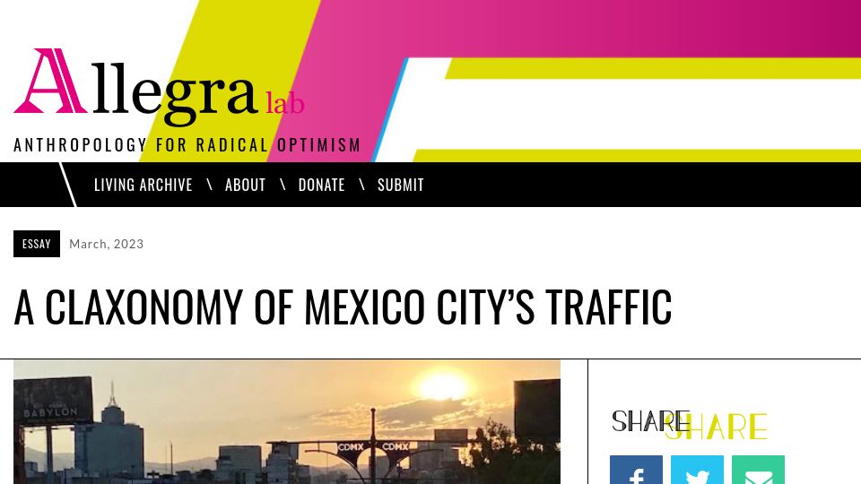 Screenshot of allegralaboratory.net: A Claxonomy of Mexico City's Traffic