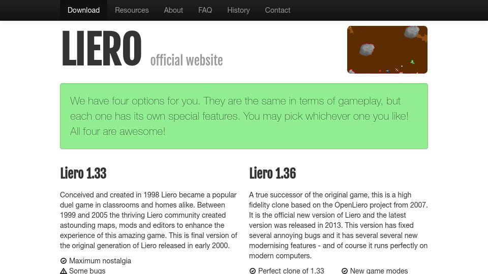 Screenshot of liero.be: Liero – Sling'n'shoot Worms Game