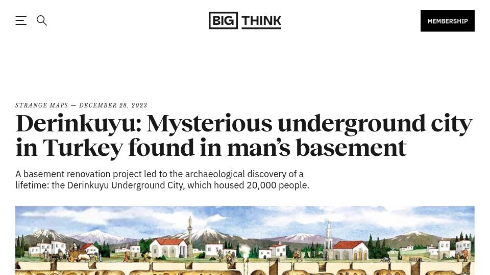 Screenshot of bigthink.com: Derinkuyu: Mysterious underground city in Turkey found in man's basement
