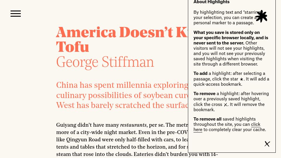 Screenshot of asteriskmag.com: America doesn't know tofu