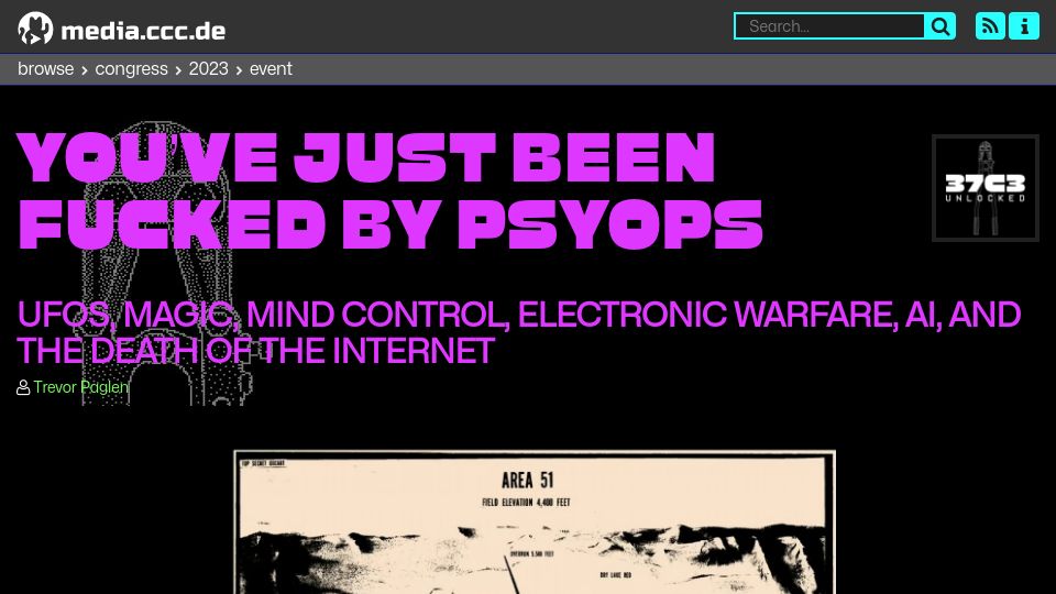 Screenshot of media.ccc.de: You've just been fucked by psyops [video]