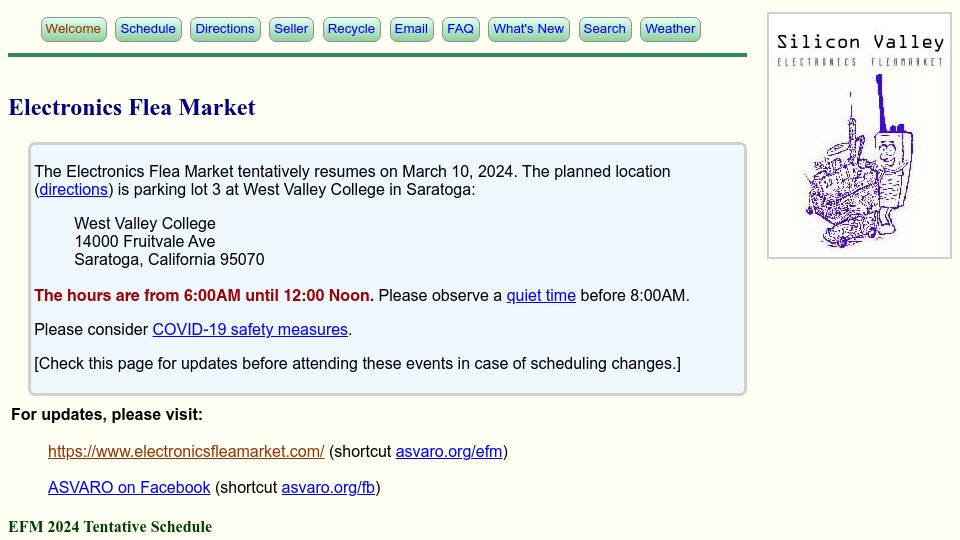 Screenshot of electronicsfleamarket.com: Electronics Flea Market