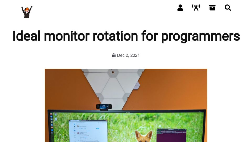 Screenshot of sprocketfox.io: Ideal monitor rotation for programmers (2021)