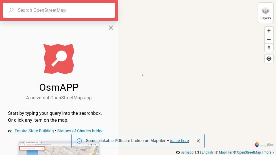 Screenshot of osmapp.org: OsmAPP – A Universal OpenStreetMap App