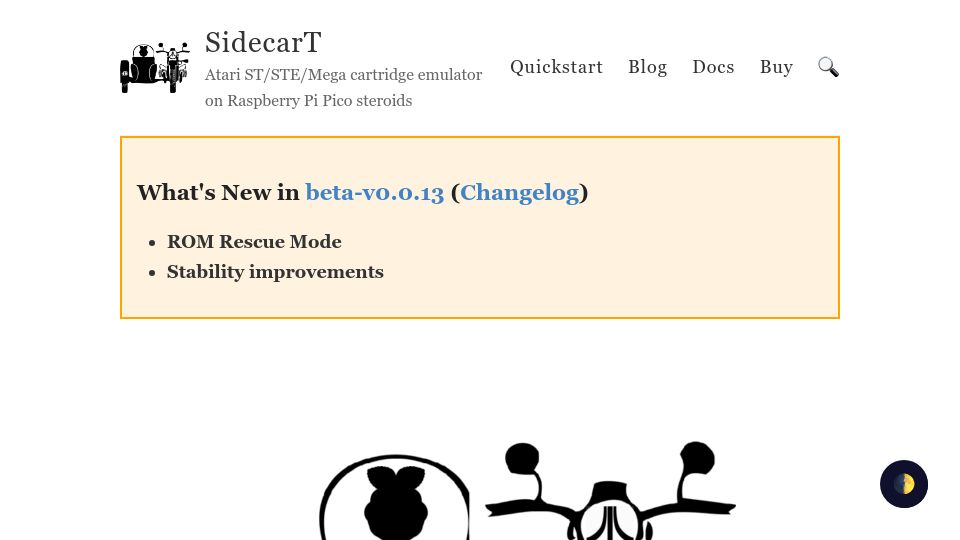Screenshot of sidecartridge.com: SidecarT – Atari ST/STE/Mega Cartridge Emulator on Raspberry Pi Pico Steroids