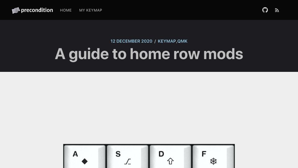 Screenshot of precondition.github.io: A guide to home row mods