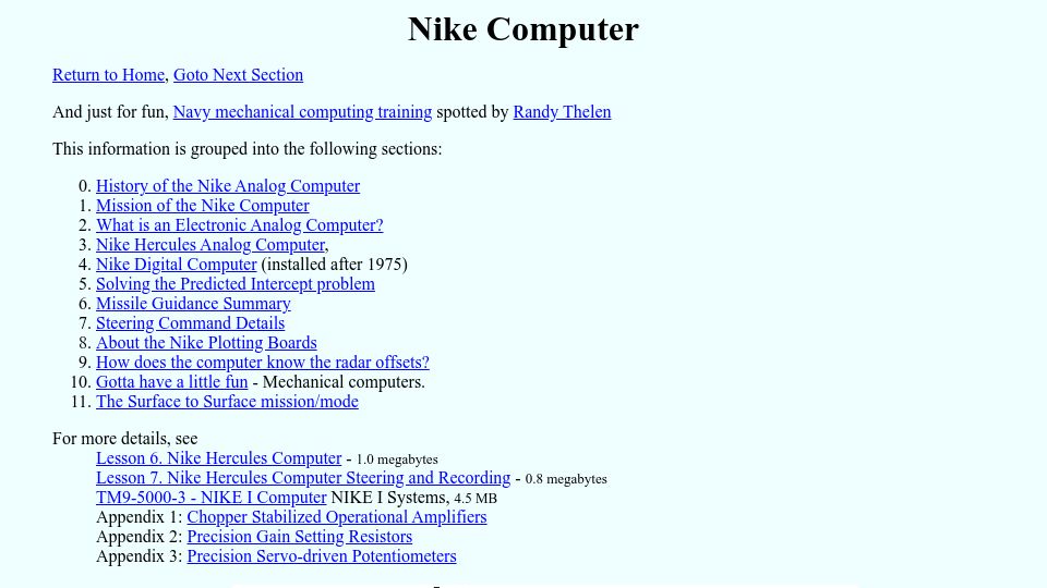 Screenshot of ed-thelen.org: The analog computer for the Nike missile system (2001)