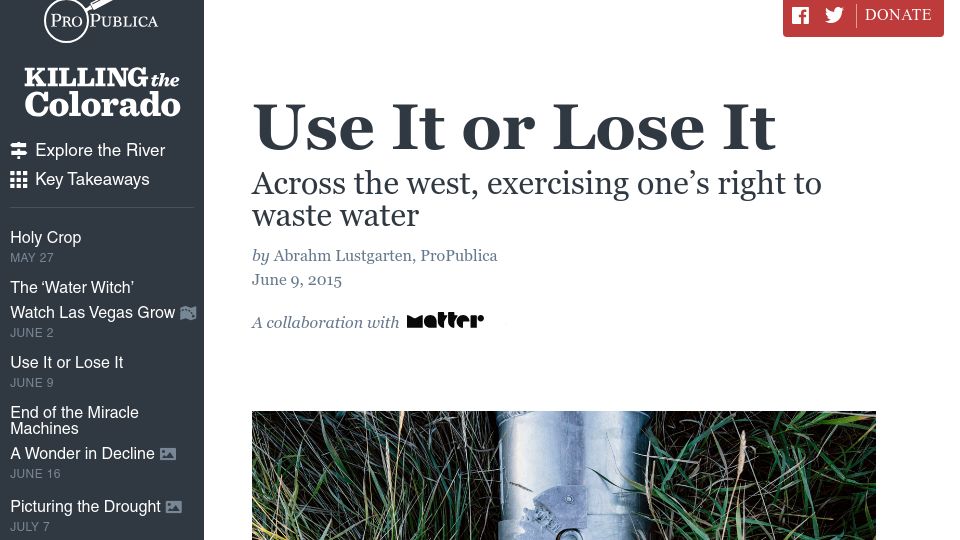 Screenshot of projects.propublica.org: Use It or Lose It: Exercising one's right to waste water (2015)