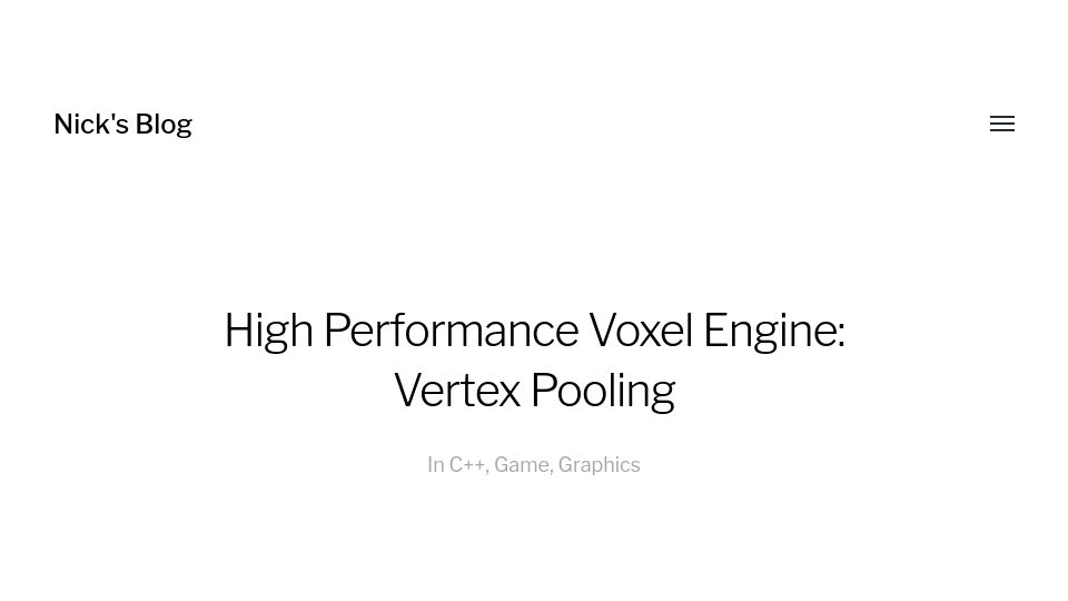 Screenshot of nickmcd.me: High Performance Voxel Engine (2021)