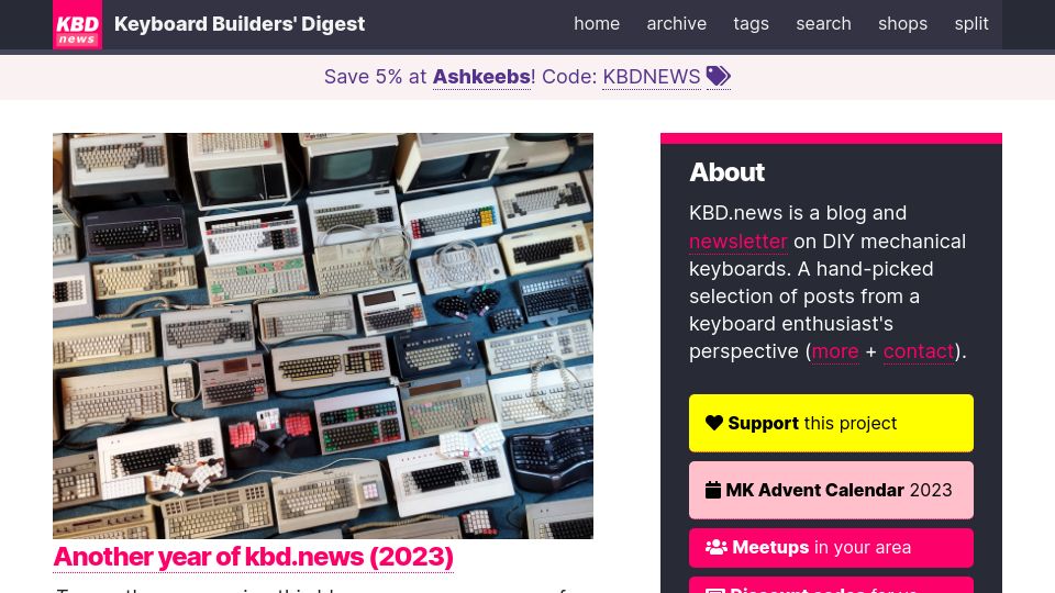 Screenshot of kbd.news: Keyboard Builders' Digest