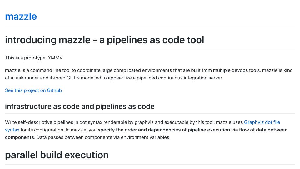 Screenshot of devops-pipeline.com: Mazzle – A pipelines as code tool