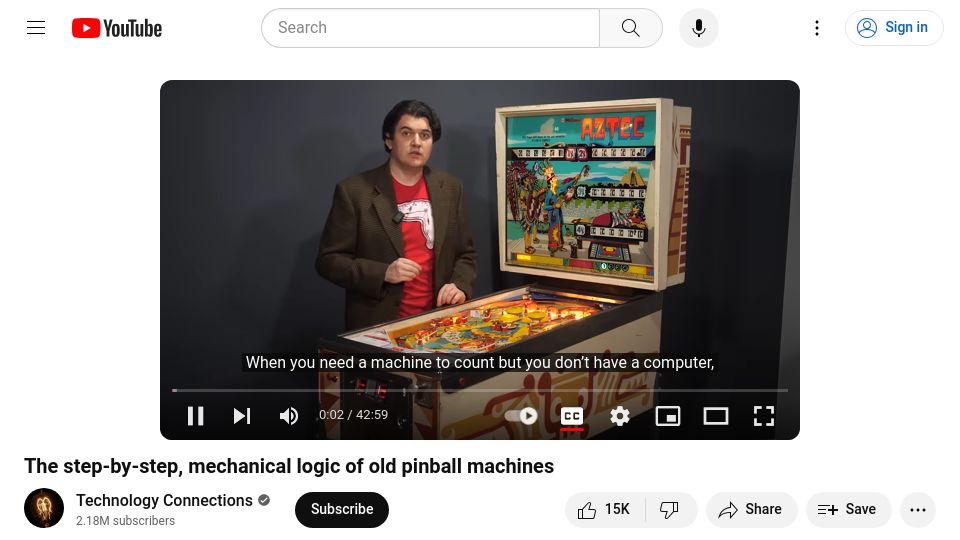 Screenshot of youtube.com: The step-by-step mechanical logic of old pinball machines [video]