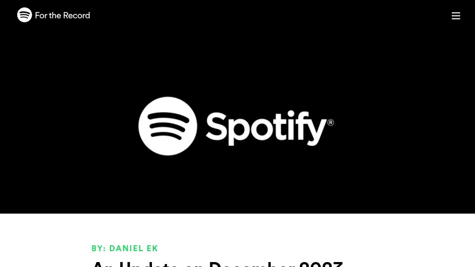 Screenshot of newsroom.spotify.com: Spotify will reduce total headcount by approximately 17%