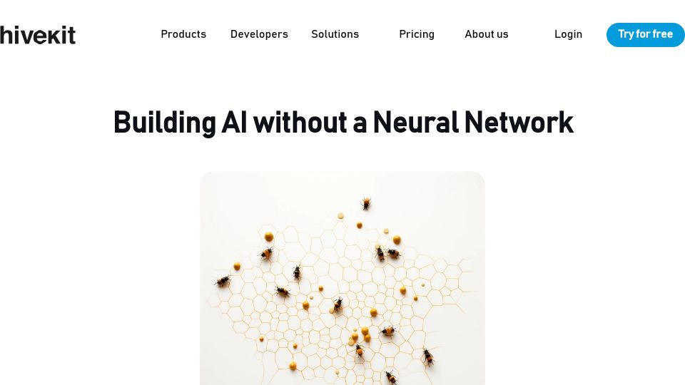 Screenshot of hivekit.io: Building AI without a neural network