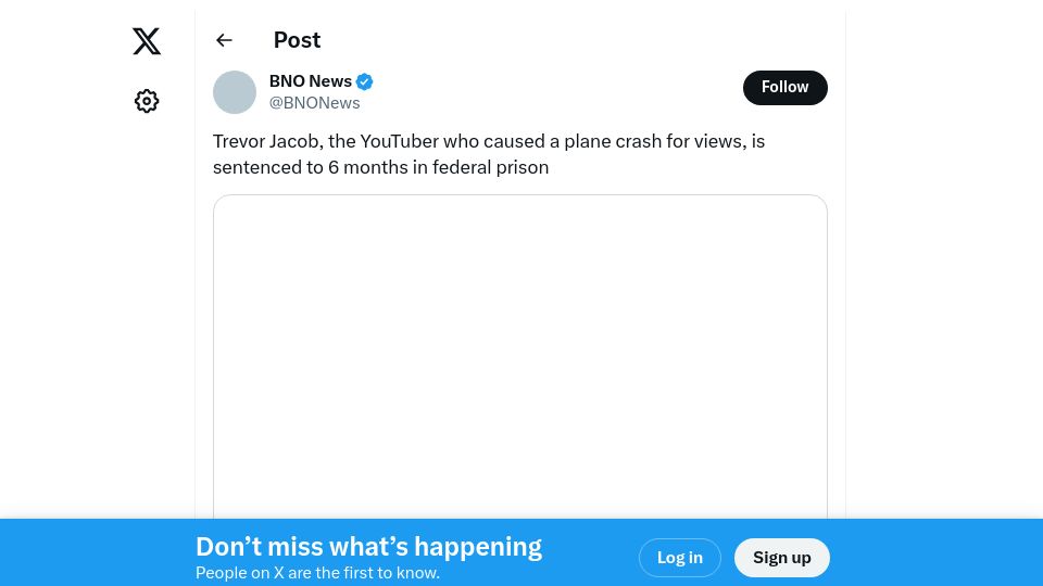 Screenshot of justice.gov: YouTuber sentenced to 6 months in prison for obstructing probe into plane crash