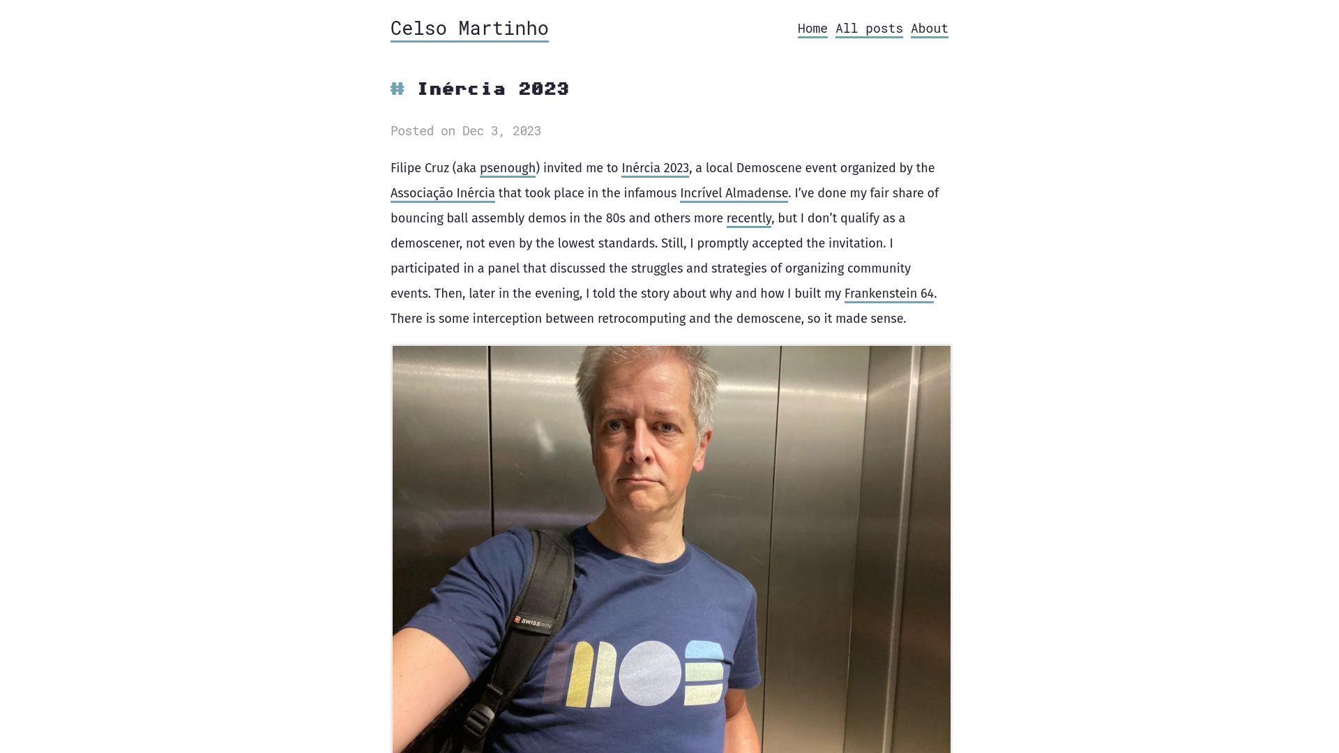 Screenshot of celso.io: Inércia 2023