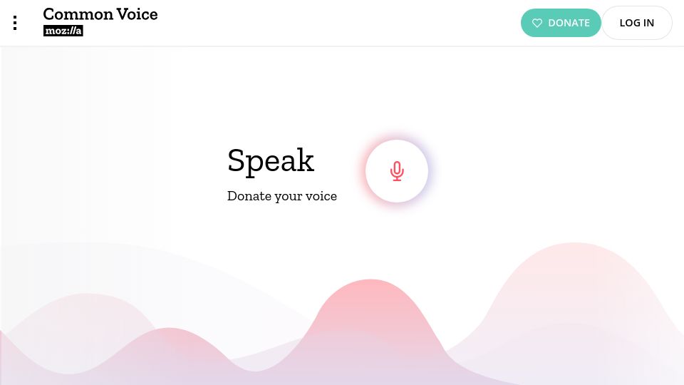 Screenshot of commonvoice.mozilla.org: Common Voice