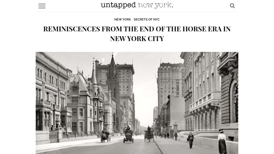 Screenshot of untappedcities.com: Reminiscences from the end of the horse era in New York City (1952)