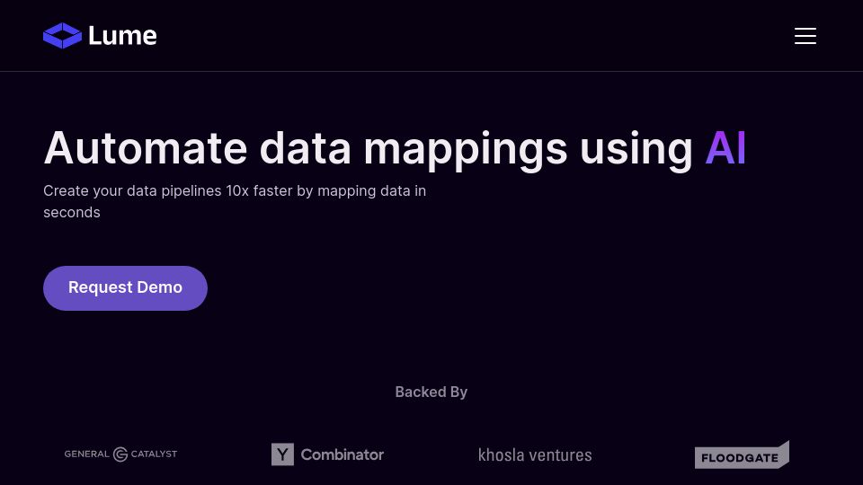 Screenshot of lume.ai: Show HN: Lume – automate data mappings using AI
