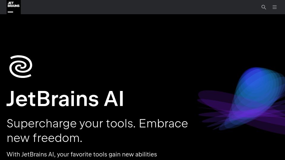 Screenshot of jetbrains.com: JetBrains AI