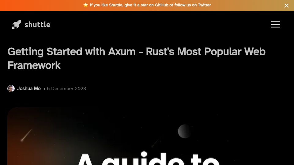 Screenshot of shuttle.rs: Getting Started with Axum – Rust's Most Popular Web Framework