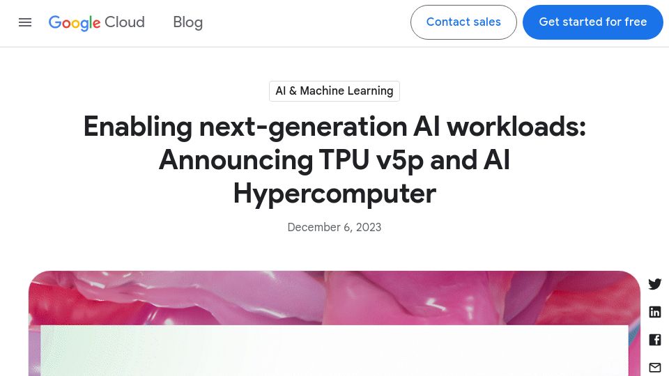 Screenshot of cloud.google.com: Cloud TPU v5p and AI Hypercomputer