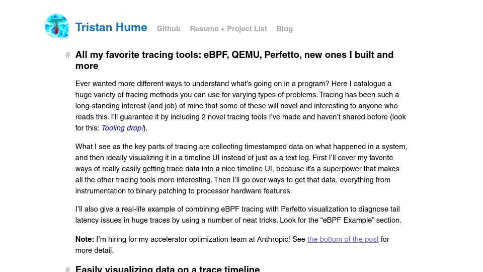 Screenshot of thume.ca: All my favorite tracing tools